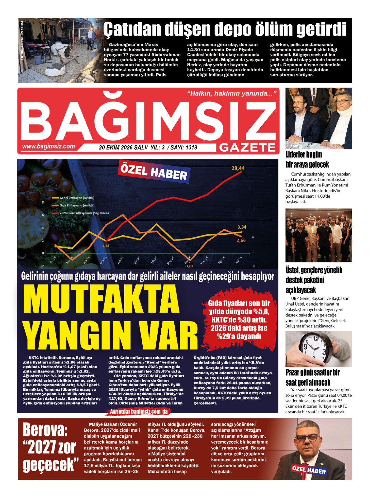 Bağımsız Gazete Manşet — 21 Ekim Çarşamba