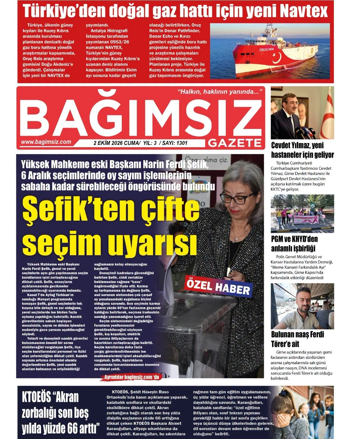 Bağımsız Gazete Manşet — 4 Ekim Pazar