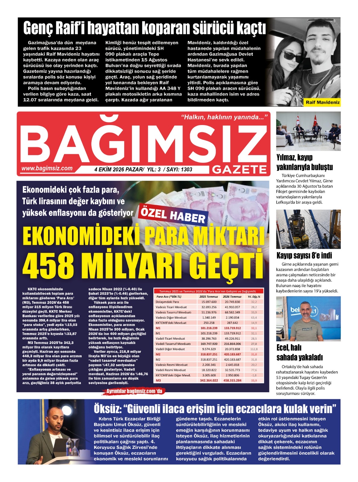 Bağımsız Gazete Manşet — 5 Ekim Pazartesi