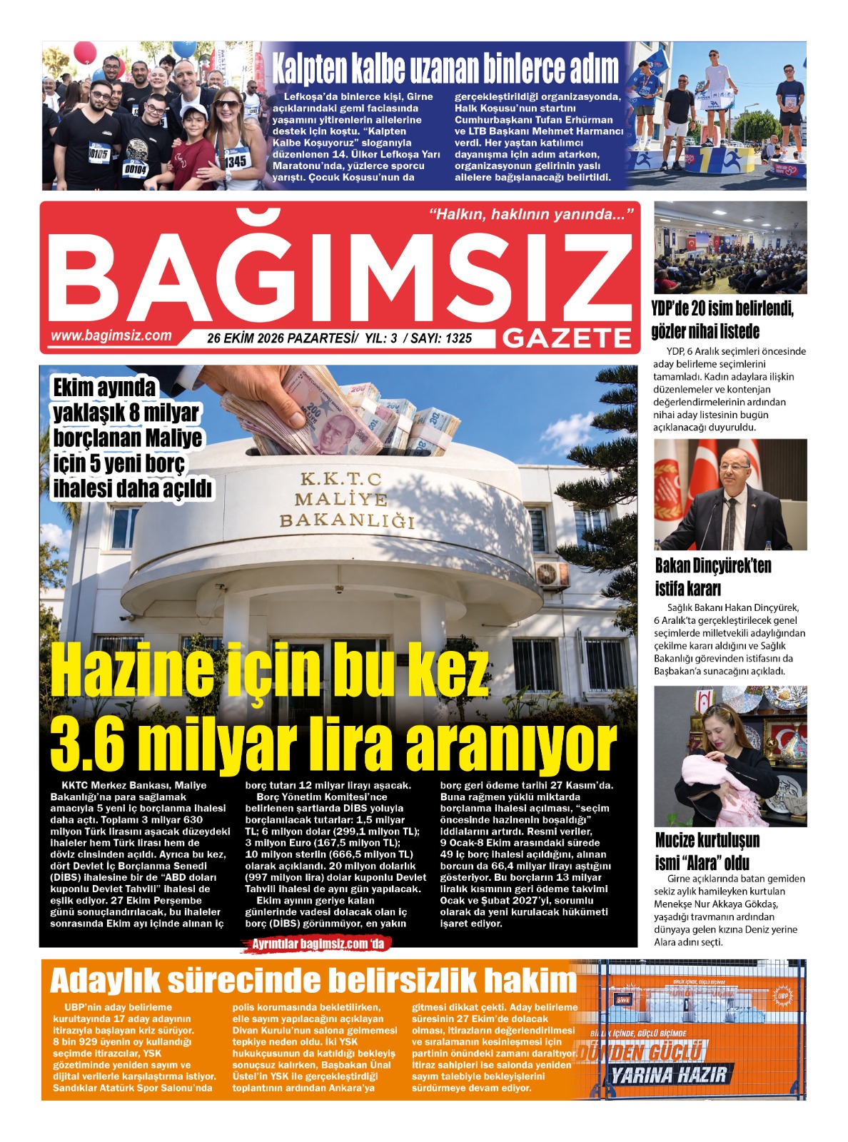 Bağımsız Gazete Manşet — 27 Ekim Salı